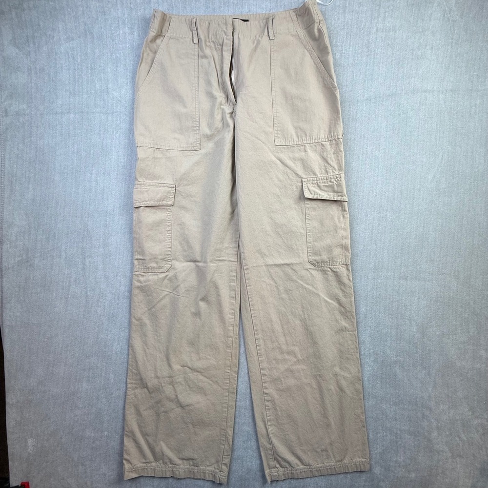 White Fox Boutique Tan Cargo Pants Womens Small Beige‎ Cotton Utility Straight